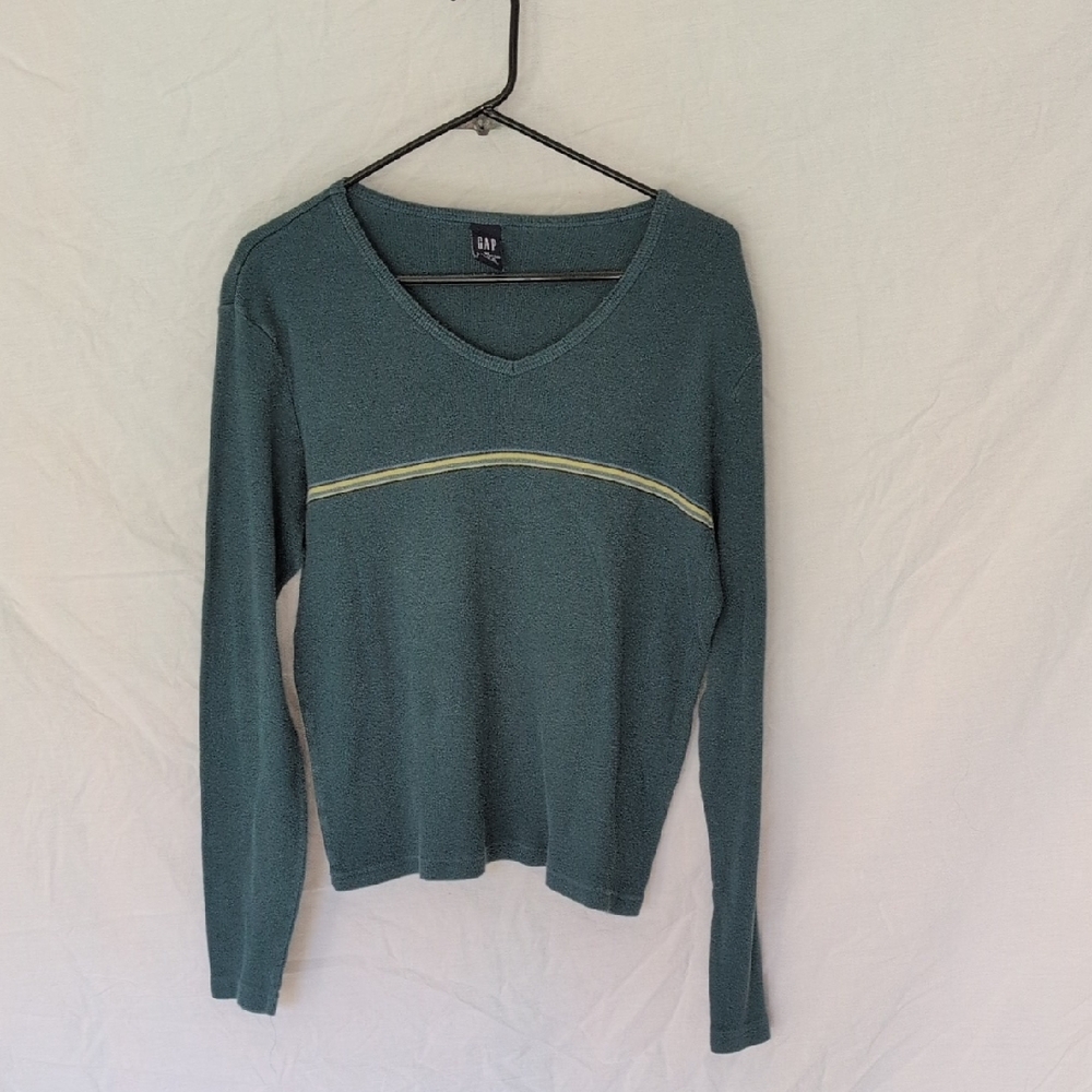 GAP Women's Teal V-Neck Sweater